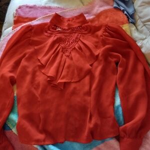 Leila Anne brand size medium lace and ruffle long sleeve shirt